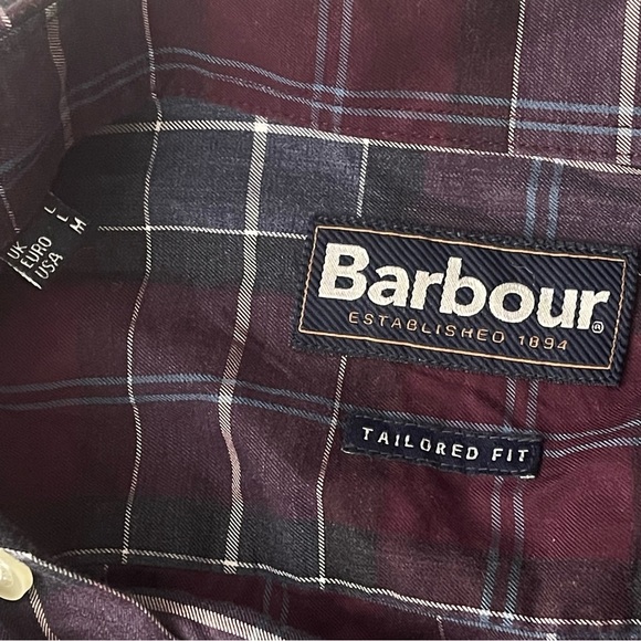 Barbour Men's Casual Button Down Shirt - Red and Blue Plaid - Picture 9 of 10